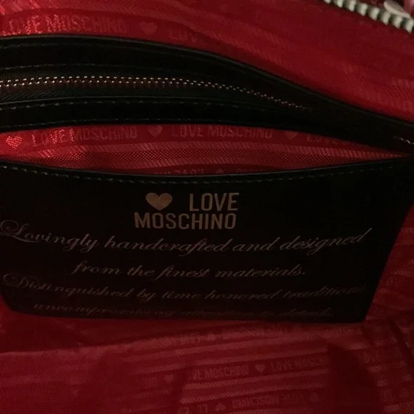 Love Moschino red and black studded leather satchel purse with logo - Picture 9 of 9